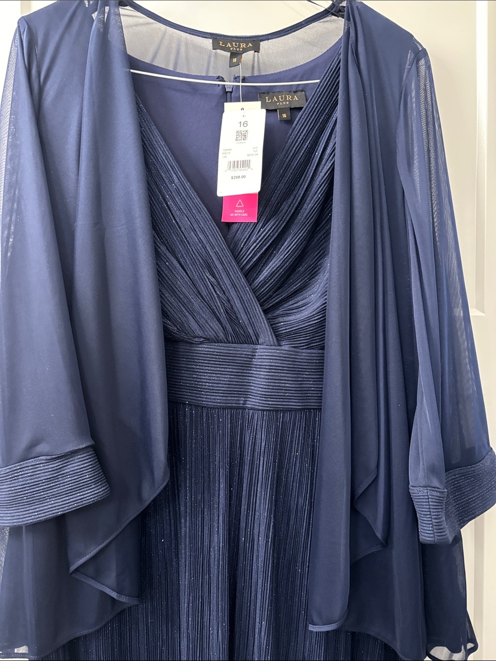 Beautiful sparkle blue dress , brand new with chiffon jacket , accented sleeve - Picture 4 of 5